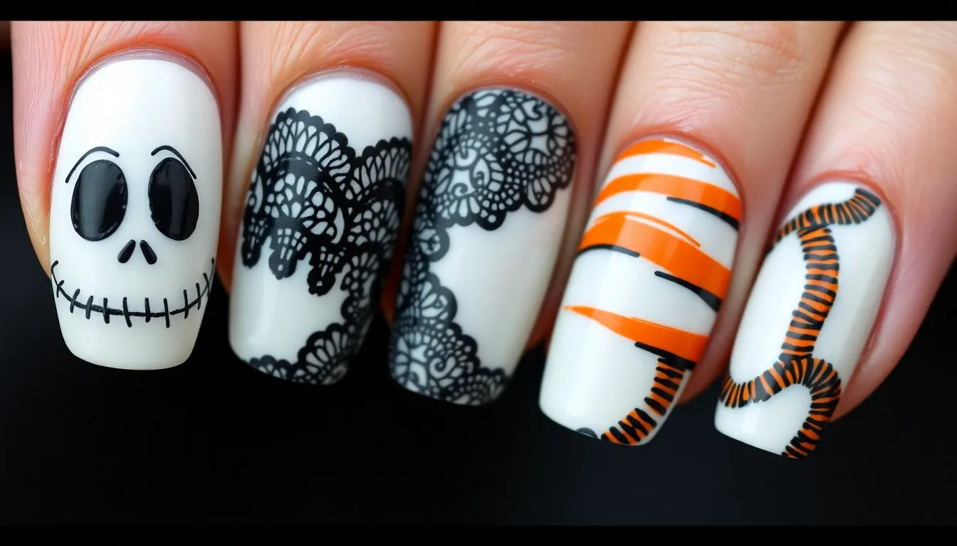 15 Spooky Beetlejuice Nail Ideas That'll Have You Saying His Name Three Times 4 15 Spooky Beetlejuice Nail Ideas That'll Have You Saying His Name Three Times 3