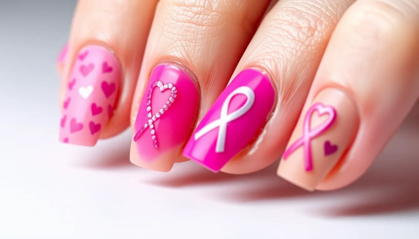 20+ Stunning Breast Cancer Awareness Nail Ideas to Show Your Support This October 4 20+ Stunning Breast Cancer Awareness Nail Ideas to Show Your Support This October 3
