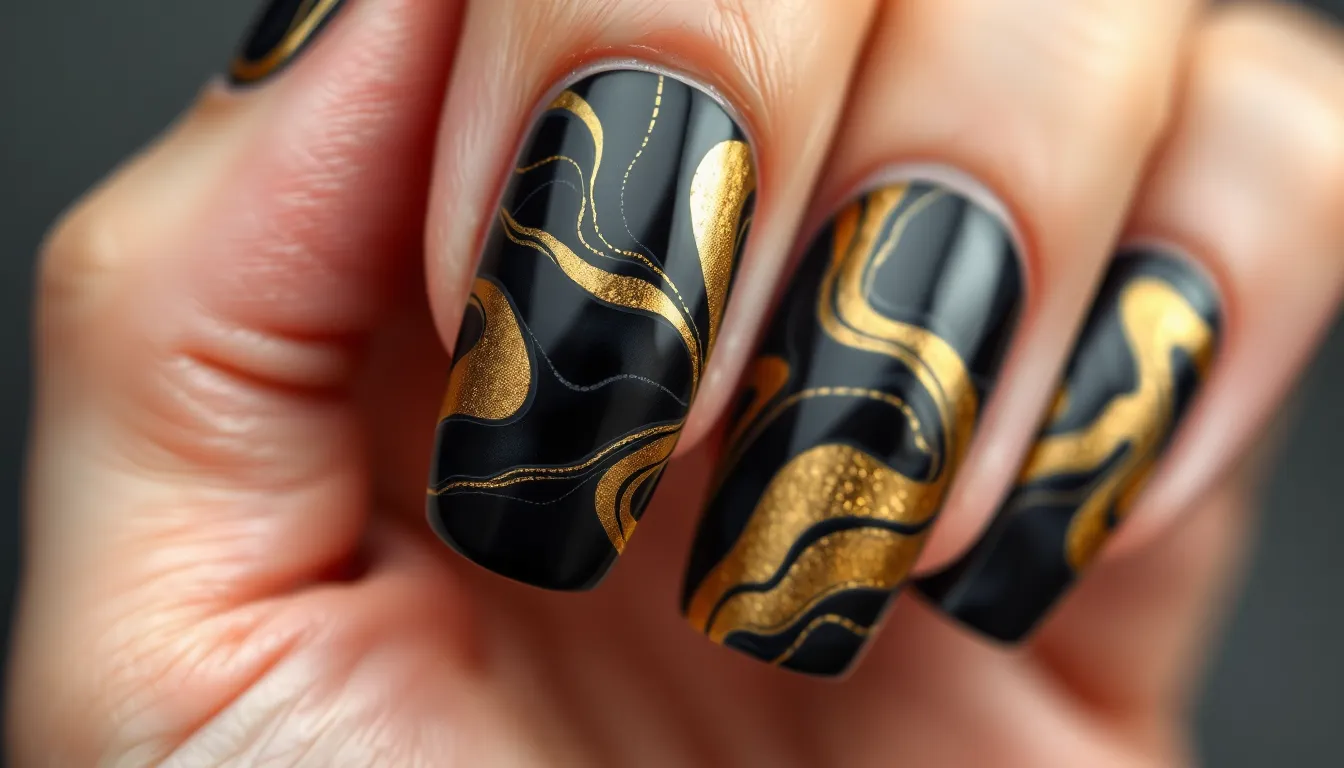 50+ Stunning Black and Gold Nail Ideas That'll Make You Feel Like Royalty 6 50+ Stunning Black and Gold Nail Ideas That'll Make You Feel Like Royalty 5