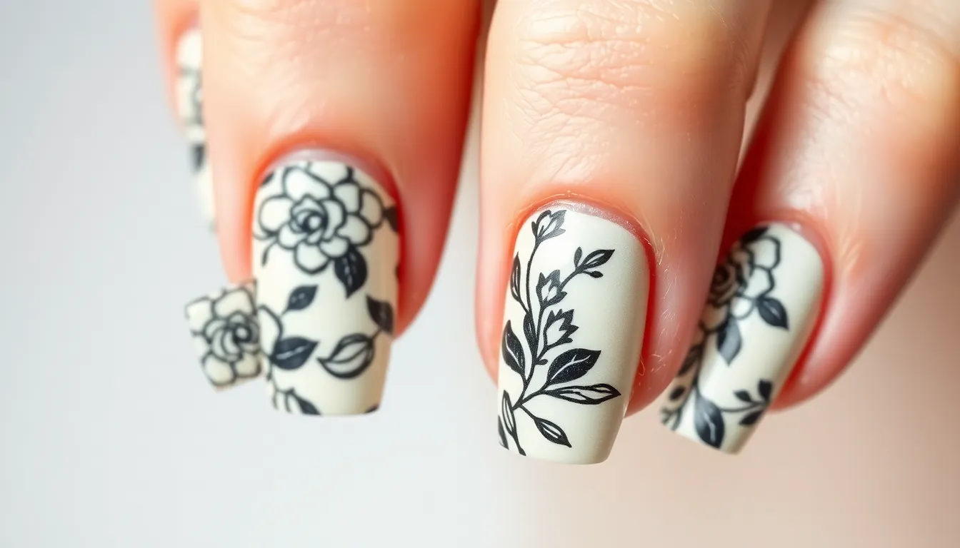 25 Stunning Black and White Nail Art Ideas You Can Try at Home 6 25 Stunning Black and White Nail Art Ideas You Can Try at Home 5