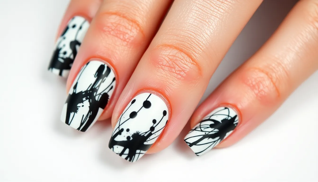 25 Stunning Black and White Nail Art Ideas You Can Try at Home 8 25 Stunning Black and White Nail Art Ideas You Can Try at Home 7