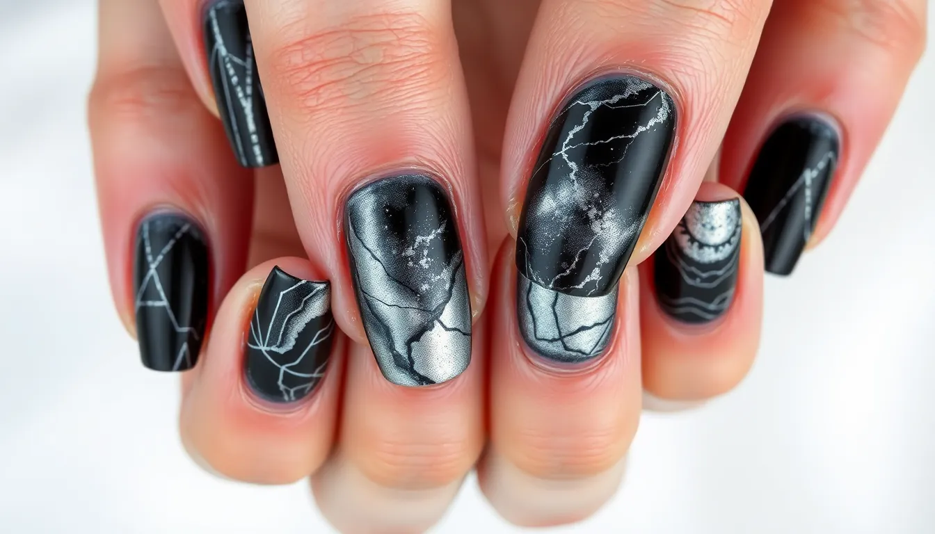 50+ Stunning Black and Silver Nail Ideas That'll Make You Feel Like a Star 10 50+ Stunning Black and Silver Nail Ideas That'll Make You Feel Like a Star 9