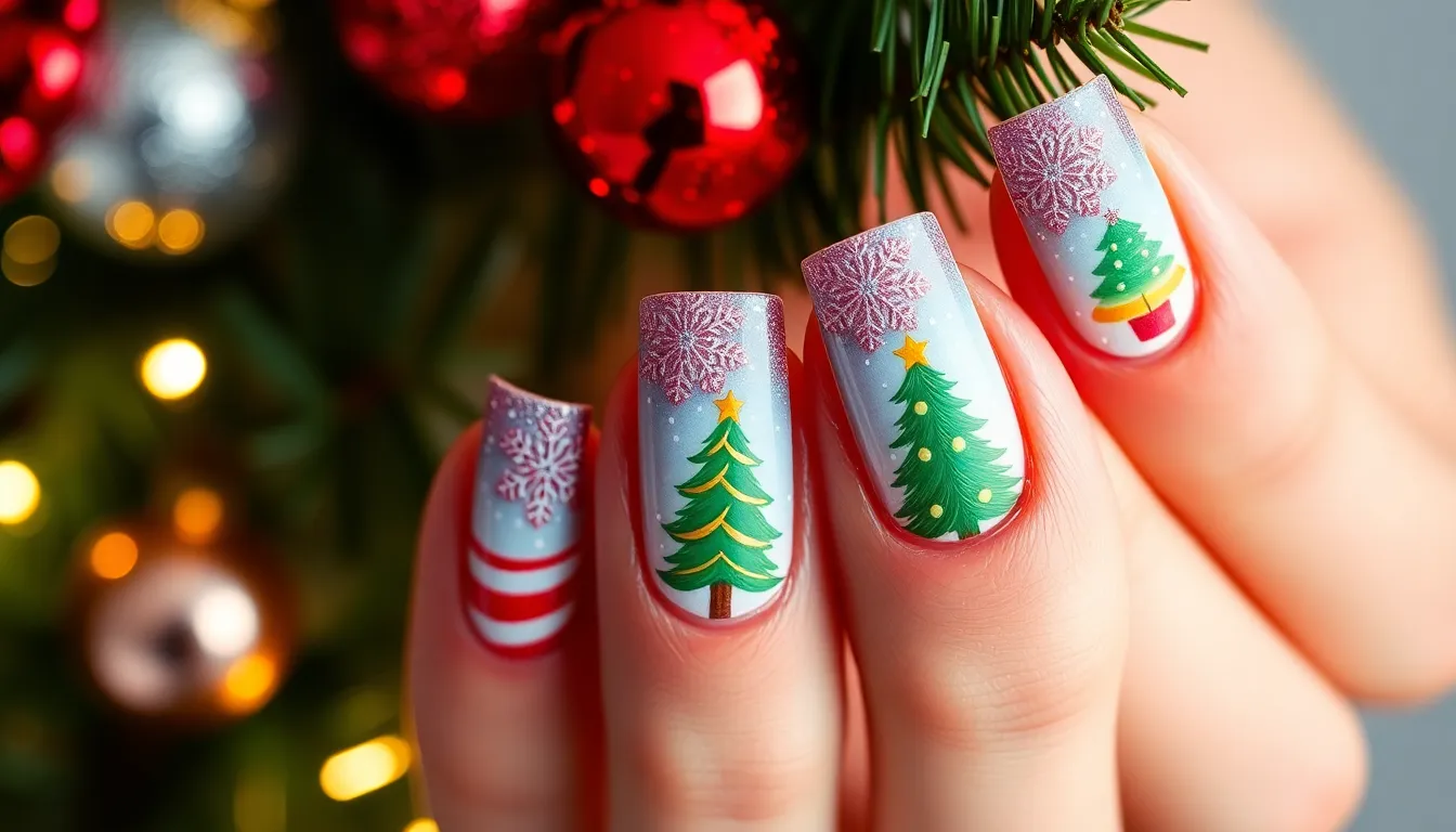 25 Stunning Christmas Acrylic Nail Ideas to Sparkle This Holiday Season 10 25 Stunning Christmas Acrylic Nail Ideas to Sparkle This Holiday Season 9