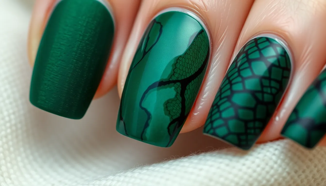 50 Stunning Dark Green Nail Ideas to Elevate Your Manicure Game in 2025 9