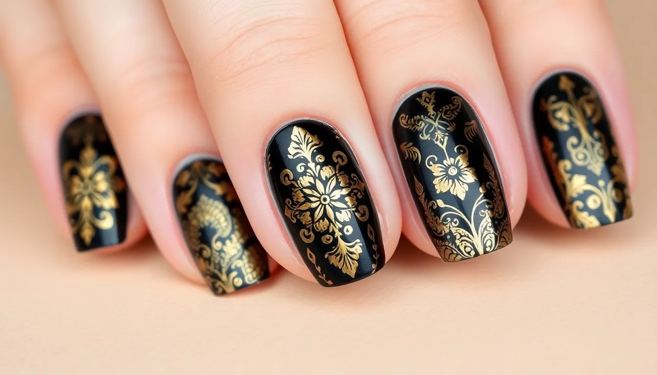 50+ Stunning Black and Gold Nail Ideas That'll Make You Feel Like Royalty 12 50+ Stunning Black and Gold Nail Ideas That'll Make You Feel Like Royalty 11