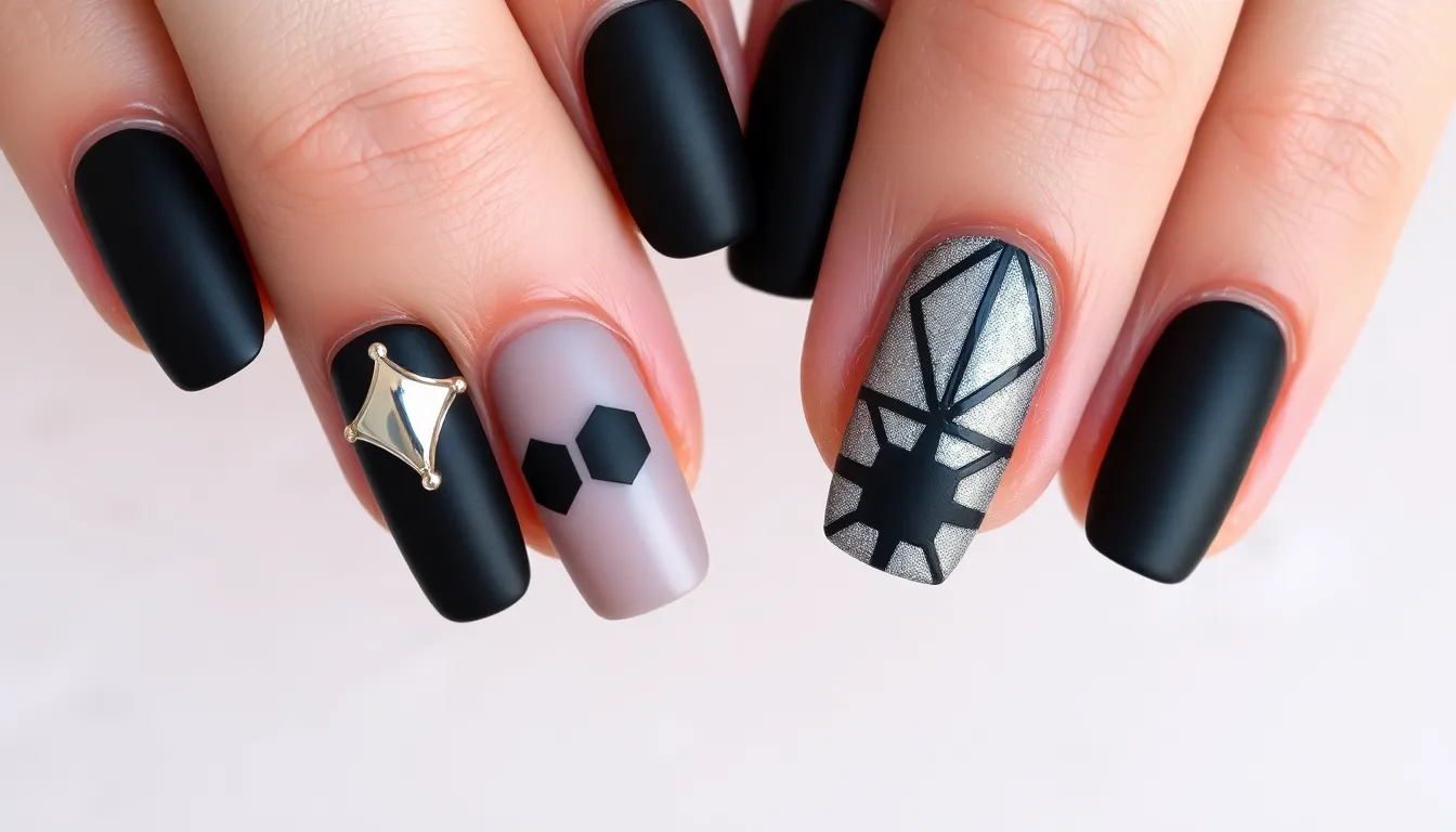 50+ Stunning Black and Silver Nail Ideas That'll Make You Feel Like a Star 12 50+ Stunning Black and Silver Nail Ideas That'll Make You Feel Like a Star 11