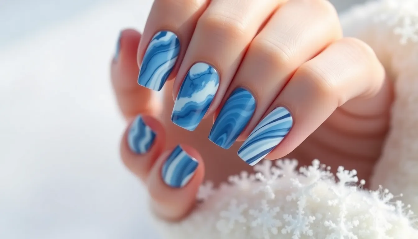 25 Stunning Blue Winter Nail Ideas That'll Make You Love Cold Weather 12 25 Stunning Blue Winter Nail Ideas That'll Make You Love Cold Weather 11