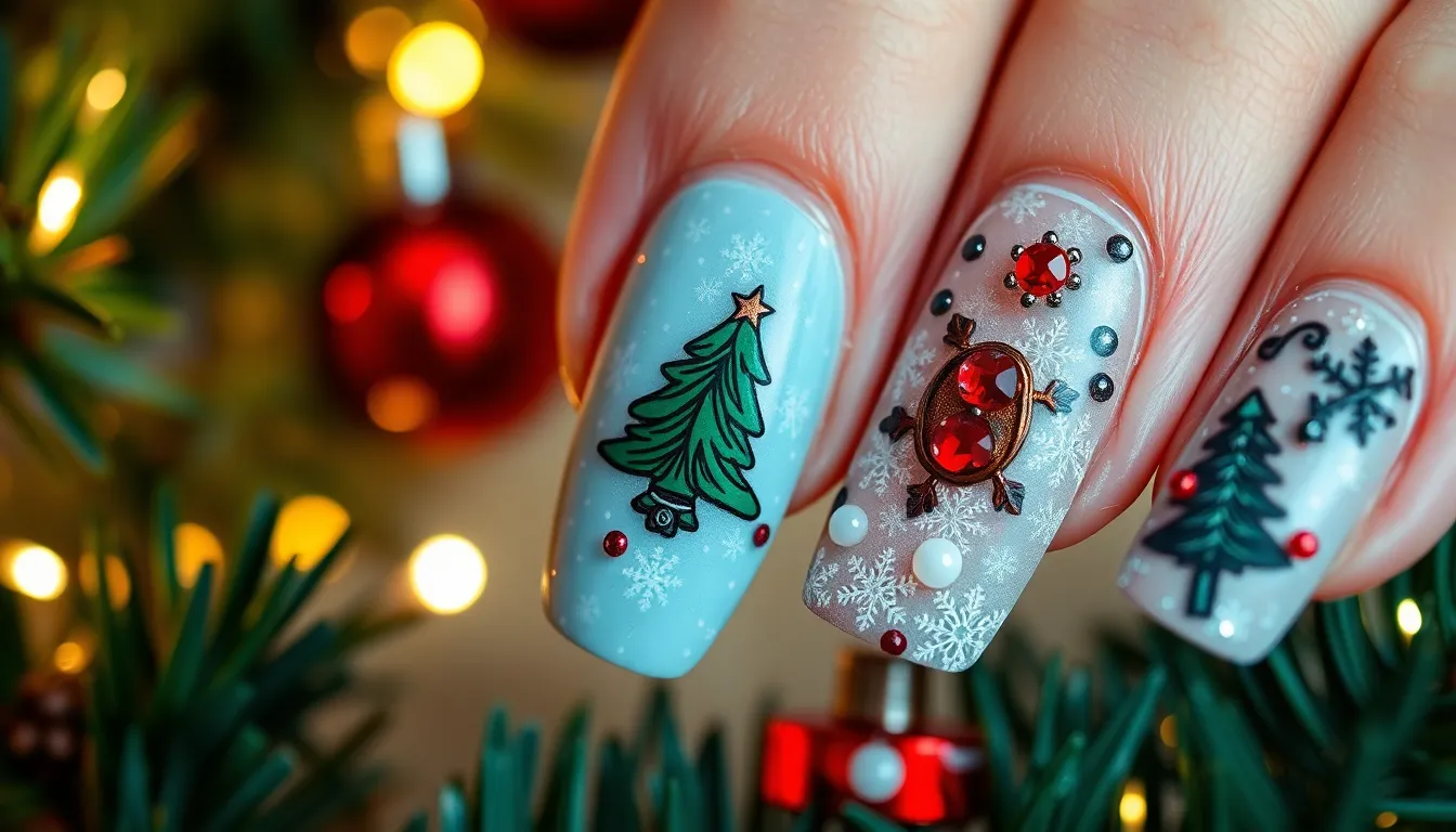 50 Stunning Christmas Nail Art Ideas for the Perfect Holiday Manicure 12 50 Stunning Christmas Nail Art Ideas for the Perfect Holiday Manicure 11