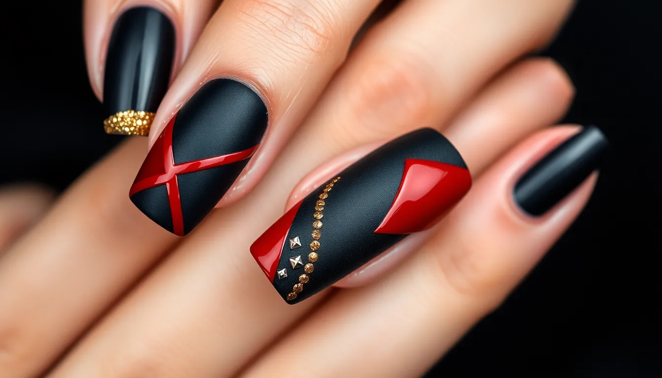 25 Stunning Red and Black Nail Art Ideas for Every Style & Occasion 12 25 Stunning Red and Black Nail Art Ideas for Every Style & Occasion 11