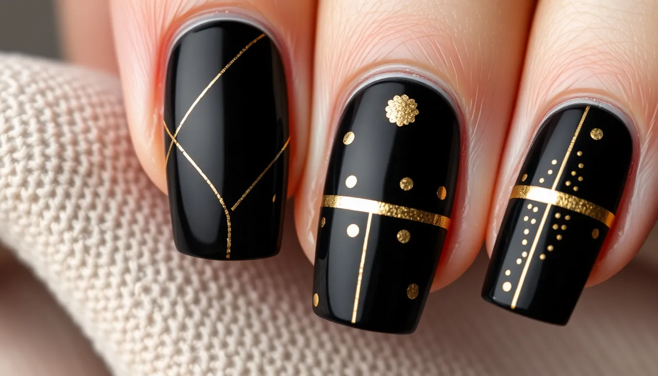 50+ Stunning Black and Gold Nail Ideas That'll Make You Feel Like Royalty 14 50+ Stunning Black and Gold Nail Ideas That'll Make You Feel Like Royalty 13