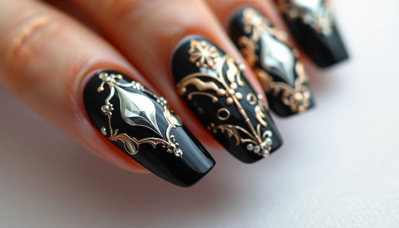 30+ Stunning Black Nail Art Ideas That'll Make You Ditch Color Forever 13
