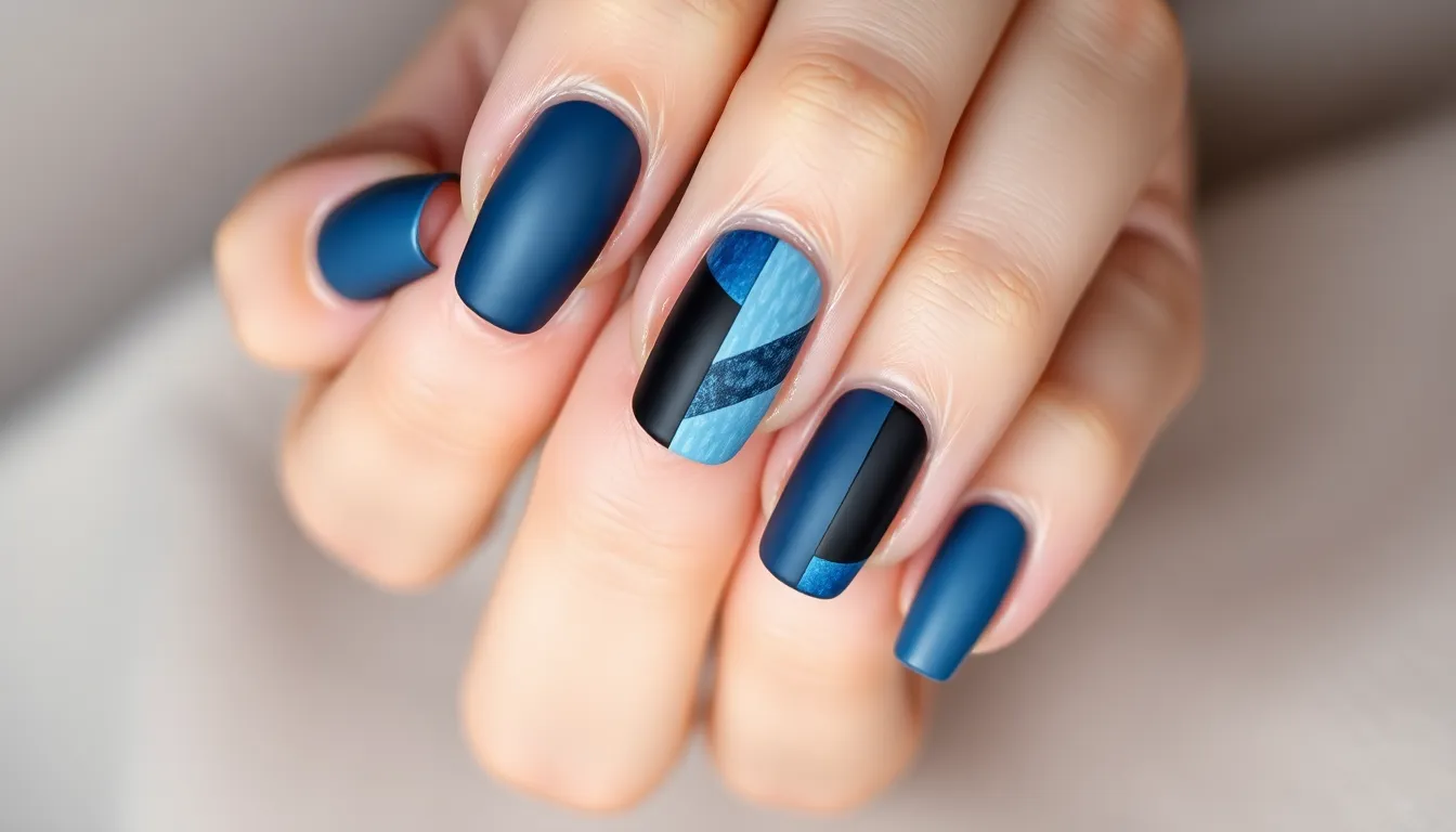 30+ Blue and Black Nail Ideas: Stunning Designs You Can Try at Home 14 30+ Blue and Black Nail Ideas: Stunning Designs You Can Try at Home 13