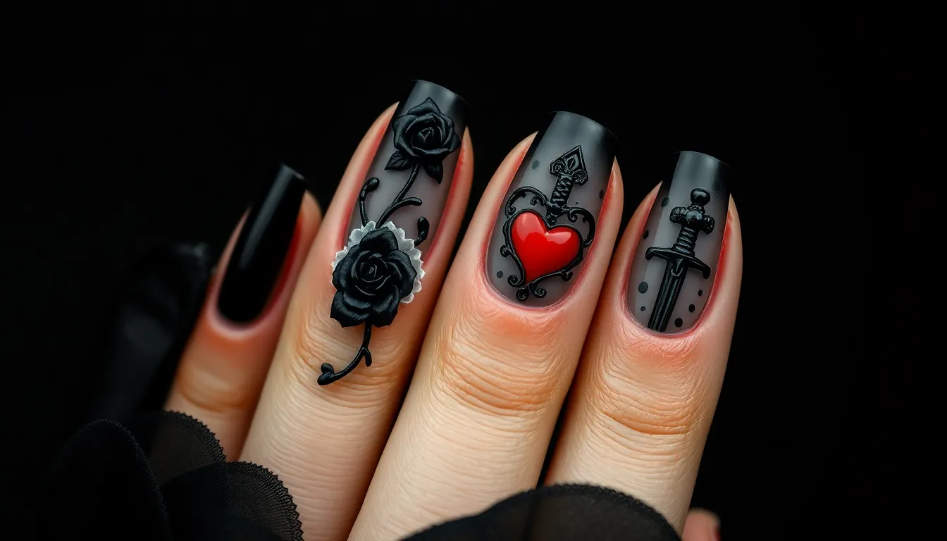 30+ Dark & Stunning Goth Nail Ideas to Transform Your Manicure 13