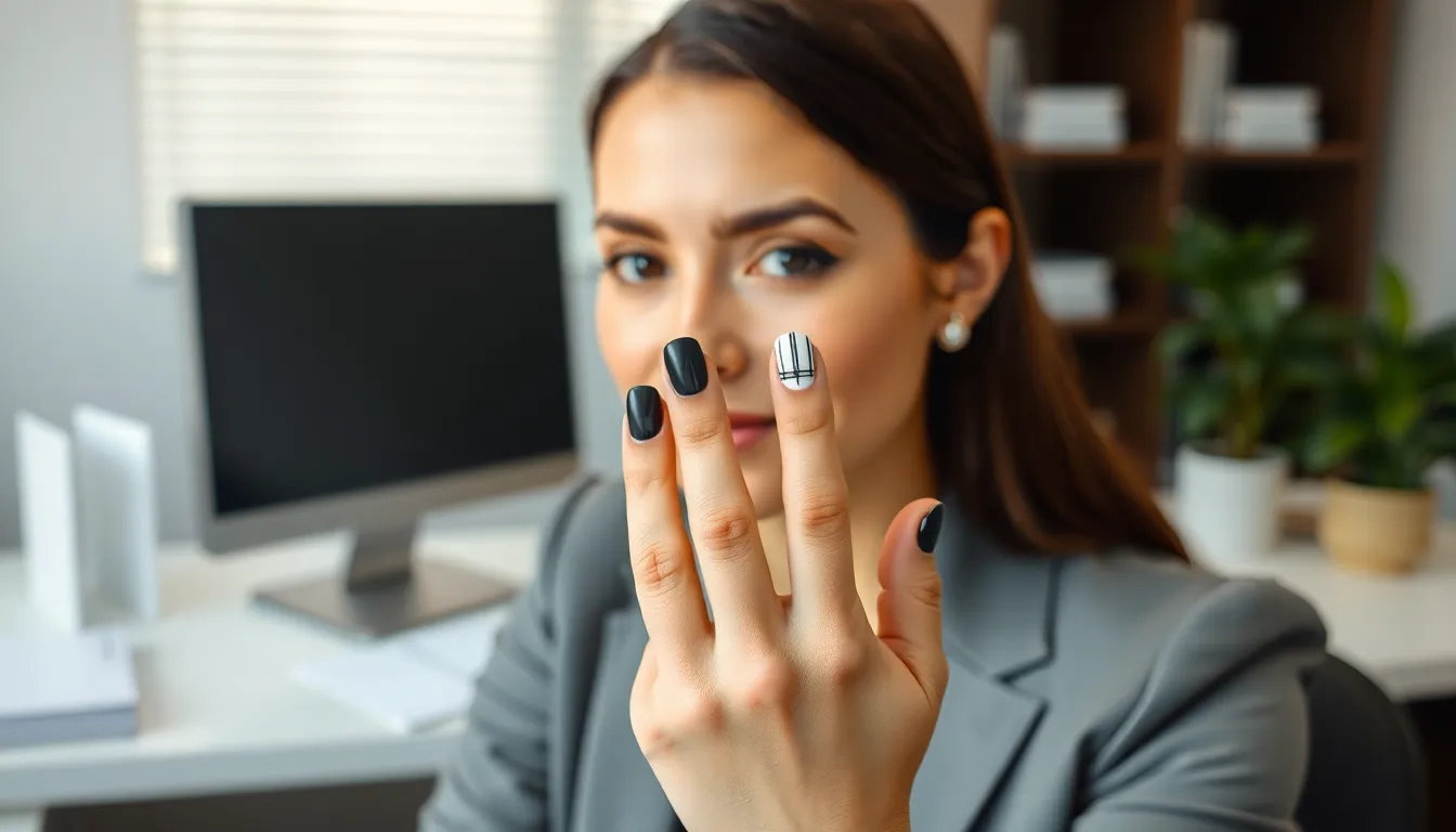 25 Stunning Black and White Nail Art Ideas You Can Try at Home 14 25 Stunning Black and White Nail Art Ideas You Can Try at Home 13