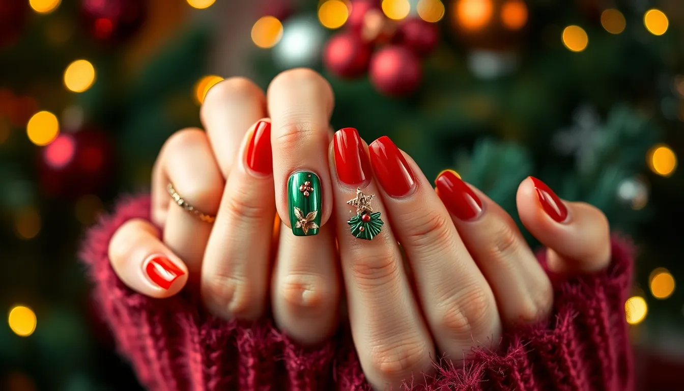 50 Stunning Christmas Nail Art Ideas for the Perfect Holiday Manicure 14 50 Stunning Christmas Nail Art Ideas for the Perfect Holiday Manicure 13