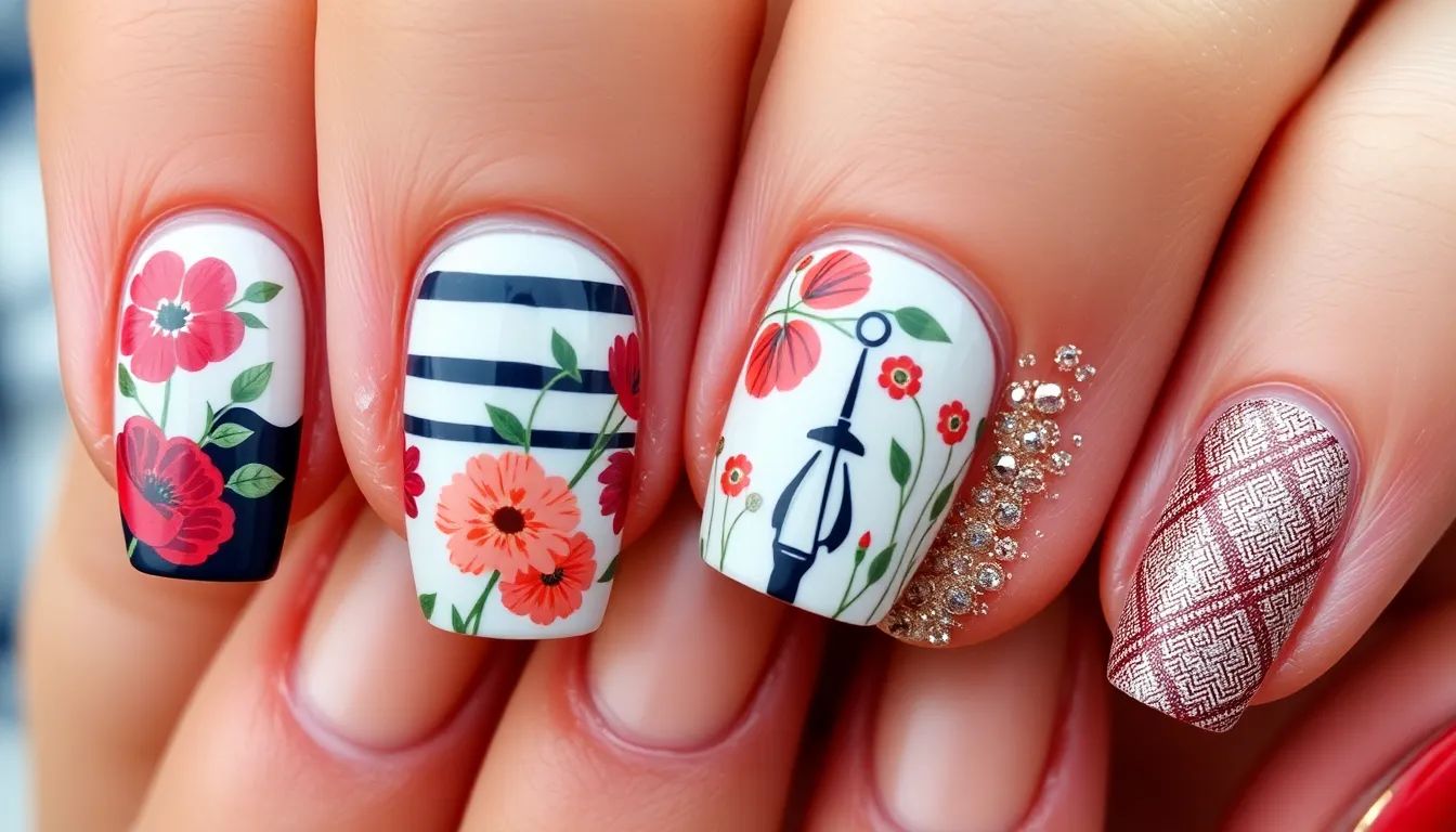 25 Stunning Preppy Nail Ideas: Classic French Tips, Plaid & Pearl Designs 14 25 Stunning Preppy Nail Ideas: Classic French Tips, Plaid & Pearl Designs 13