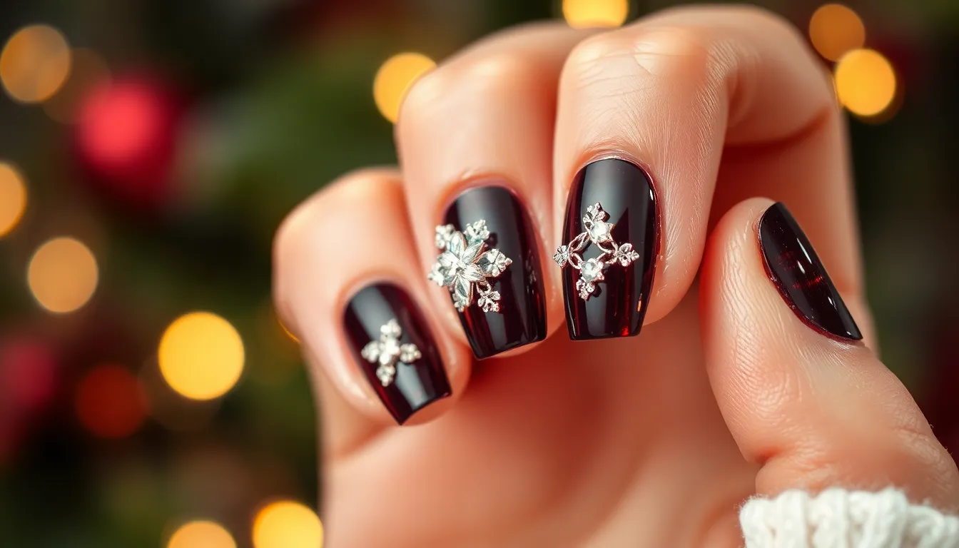 25 Stunning Dark Nail Ideas: From Gothic Art to Elegant Burgundy Designs 16 25 Stunning Dark Nail Ideas: From Gothic Art to Elegant Burgundy Designs 15