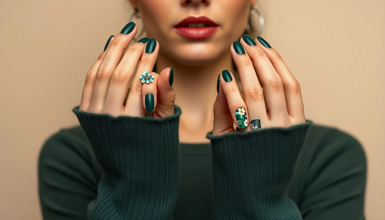 50 Stunning Dark Green Nail Ideas to Elevate Your Manicure Game in 2025 17