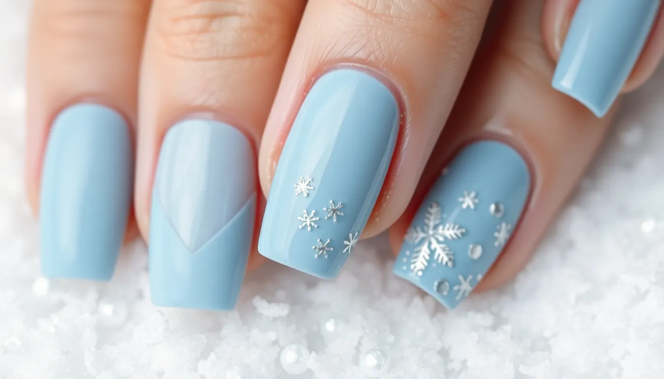 25 Stunning Blue Winter Nail Ideas That'll Make You Love Cold Weather 2 25 Stunning Blue Winter Nail Ideas That'll Make You Love Cold Weather 1